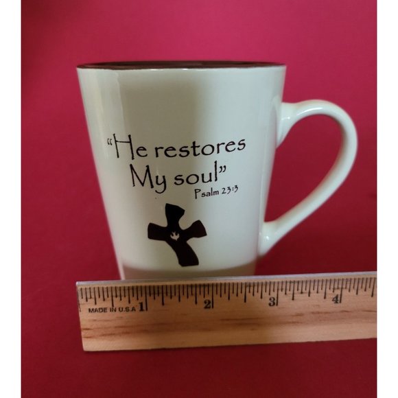 Christian Coffee Mug He Restores My Soul Bible Quote - Picture 8 of 9